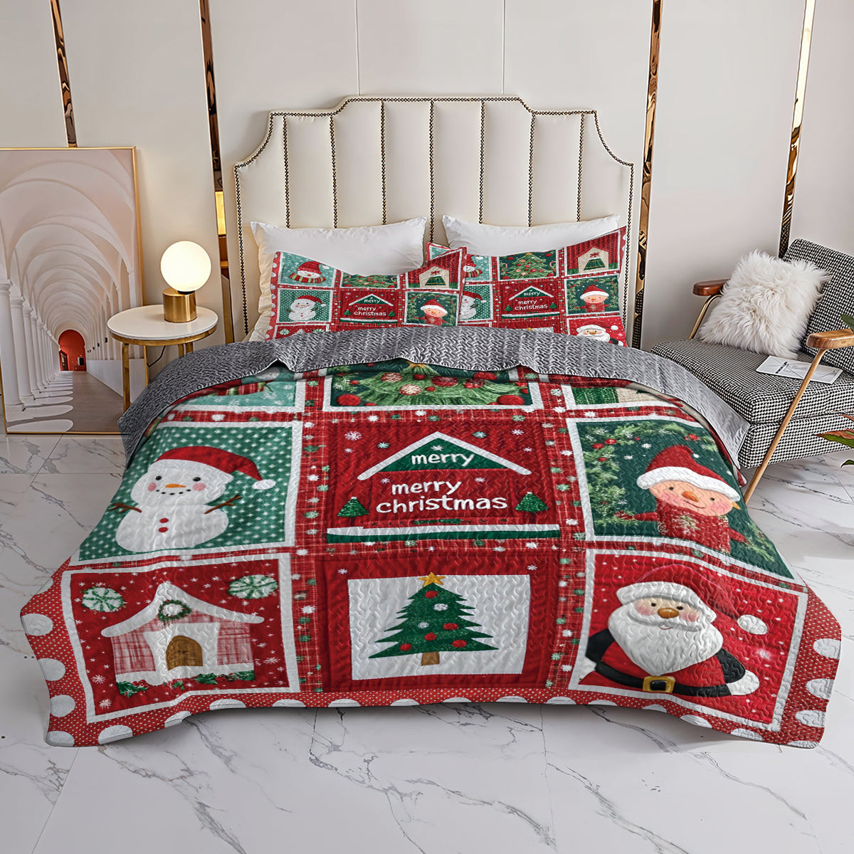Shineful Flat Print All Season Quilt 3-Piece Set Merry Christmas