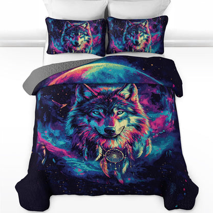 Shineful All Season Quilt 3-Piece Set Mystic Wolf