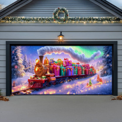 Shineful Garage Door Banner Decoration Festive Train Journey