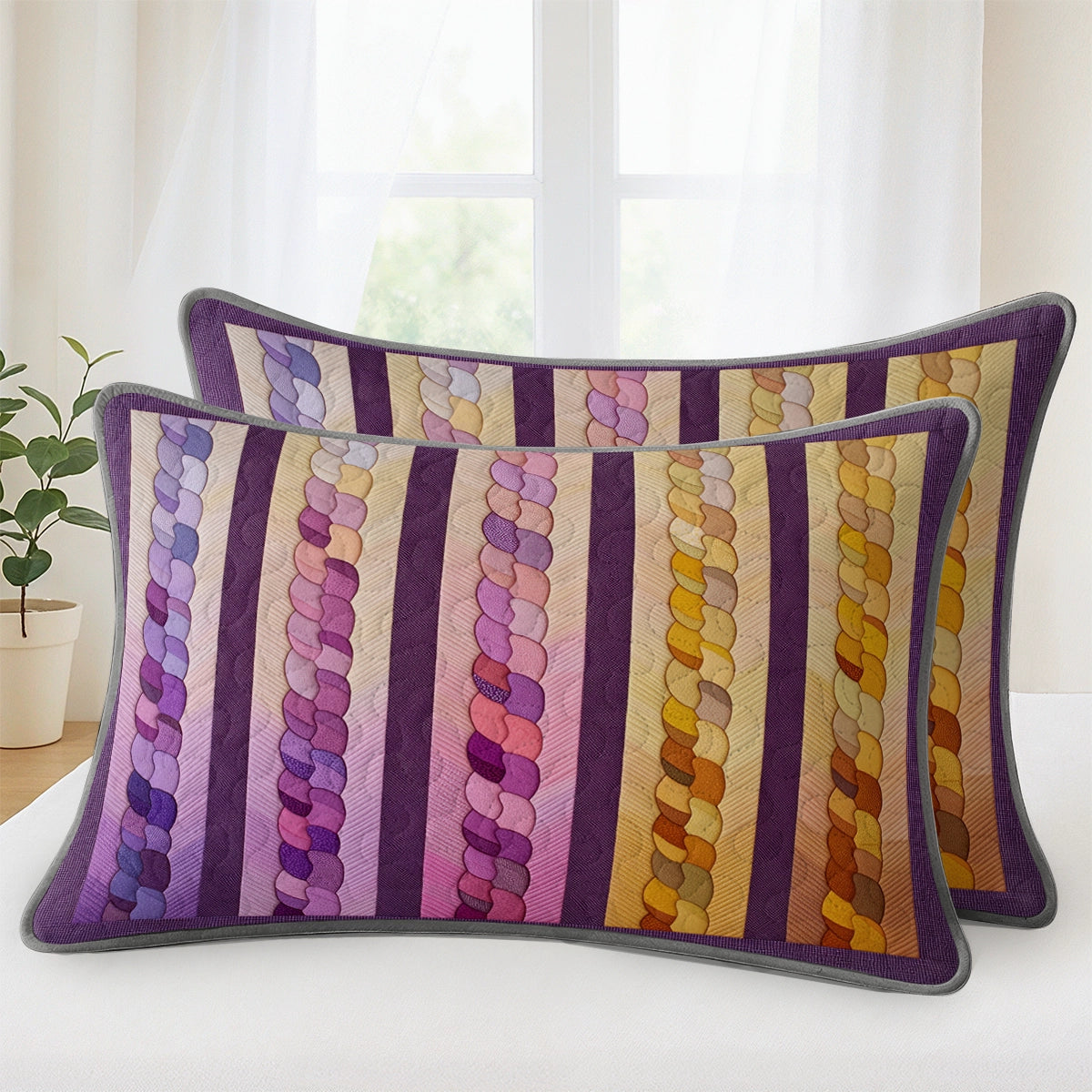 Shineful All Season Quilt 3-Piece Set Braided Color Harmony