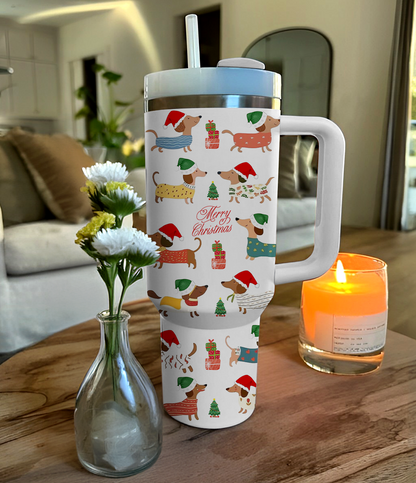 Shineful Tumbler Dachshund Holiday Cheer