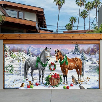 Shineful Garage Door Banner Decoration  Holiday Stable Elegance