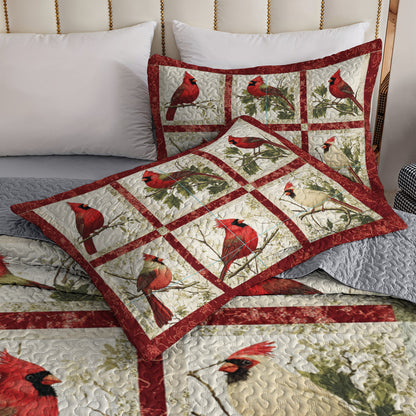 Shineful All Season Quilt 3-Piece Set Cardinal Patchwork