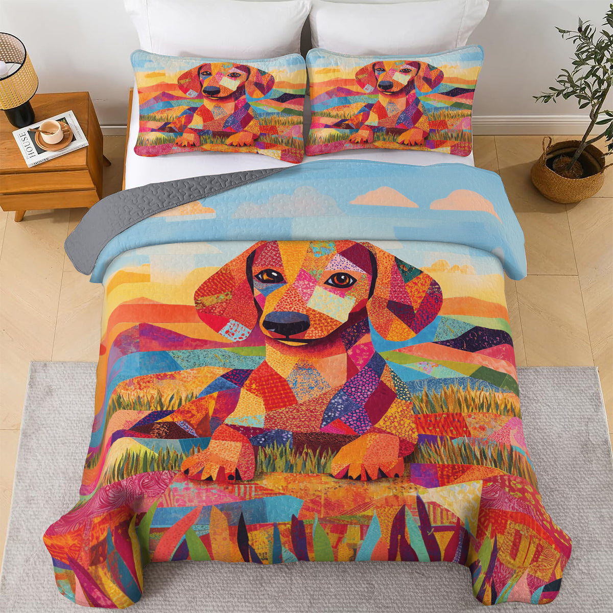 Shineful All Season Quilt 3-Piece Set Colorful Patchwork