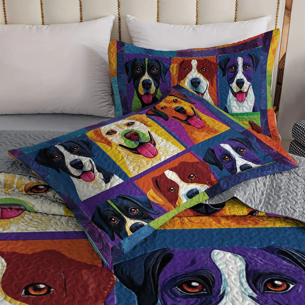 Shineful All Season Quilt 3-Piece Set - Labrador Pop Art