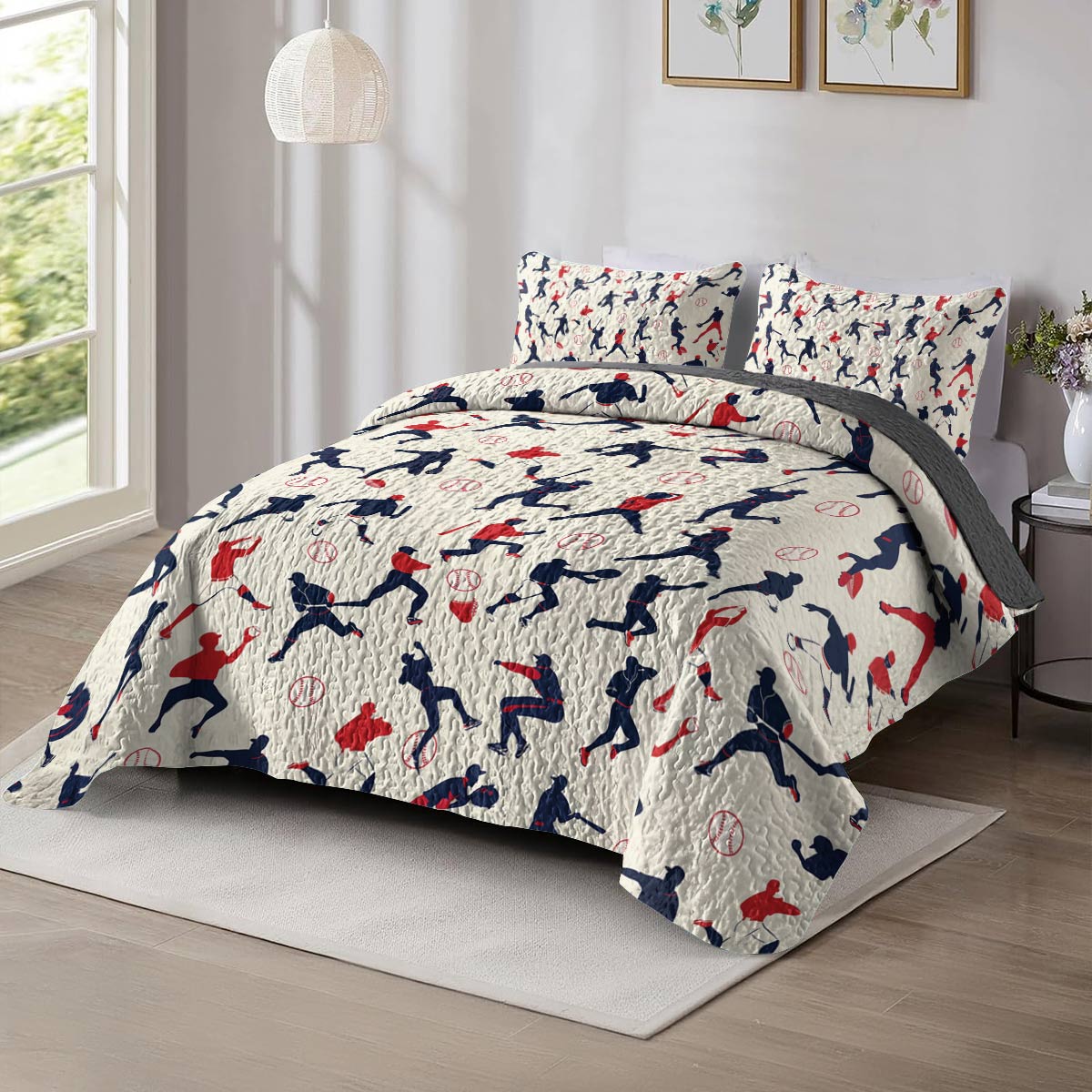 Shineful All Season Quilt 3-Piece Set - Baseball Motion