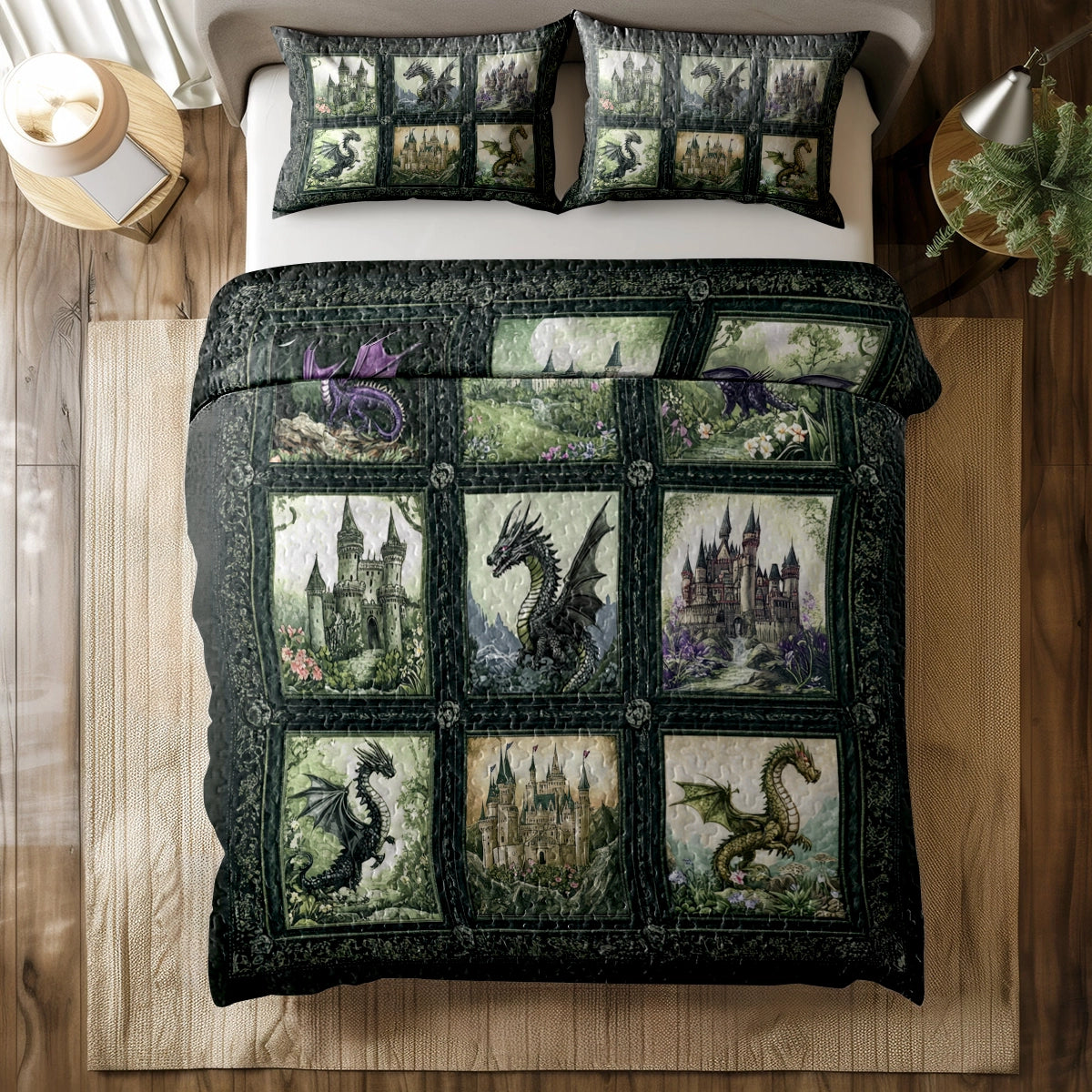 Shineful All Season Quilt 3-Piece Set - Dragon's Castle