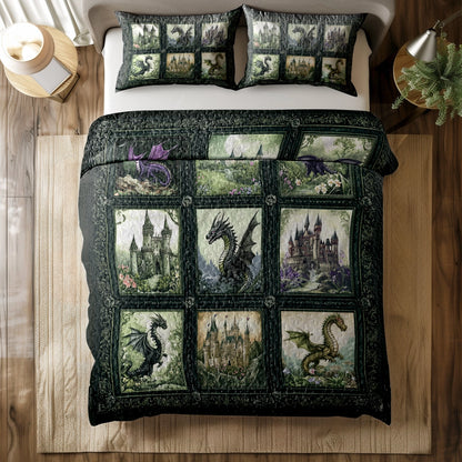 Shineful All Season Quilt 3-Piece Set - Dragon's Castle