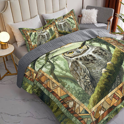 Shineful All Season Quilt 3-Piece Set Wise Owl