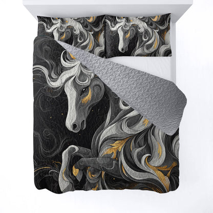 Shineful All Season Quilt 3-Piece Set Abstract Horse Cowboy