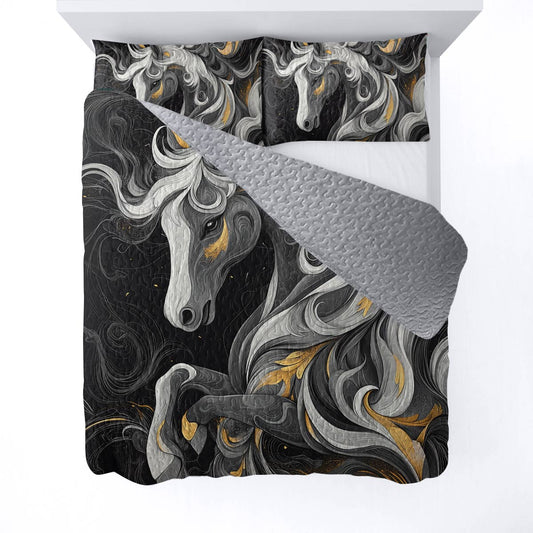 Shineful All Season Quilt 3-Piece Set Abstract Horse Cowboy