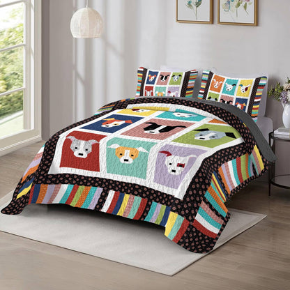 Shineful All Season Quilt 3-Piece Set Colorful Pitbulls