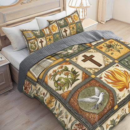 Shineful All Season Quilt 3-Piece Set God Bible Blessings Quilt