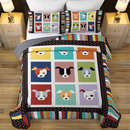 Shineful All Season Quilt 3-Piece Set Colorful Pitbulls