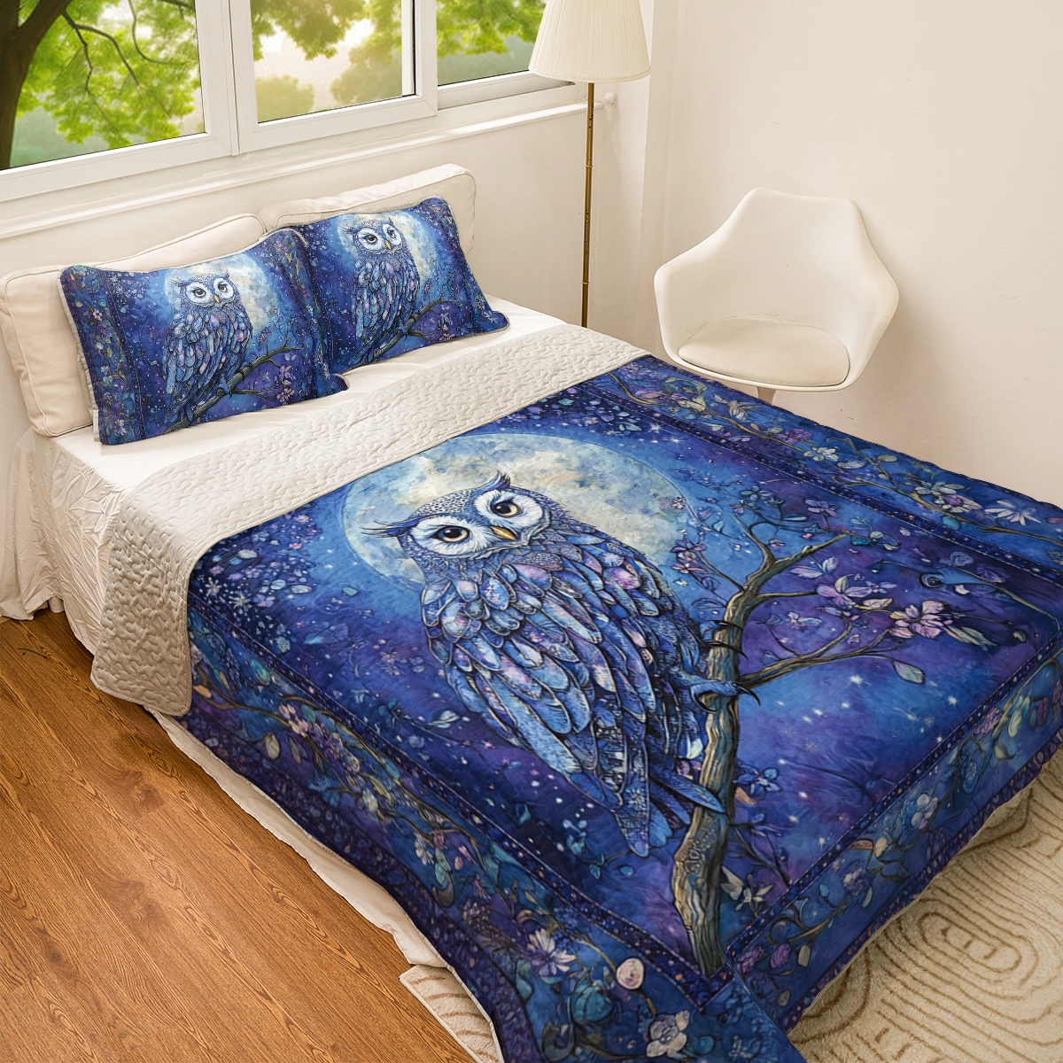 Shineful All Season Quilt 3-Piece Set Mystic Moon Owl