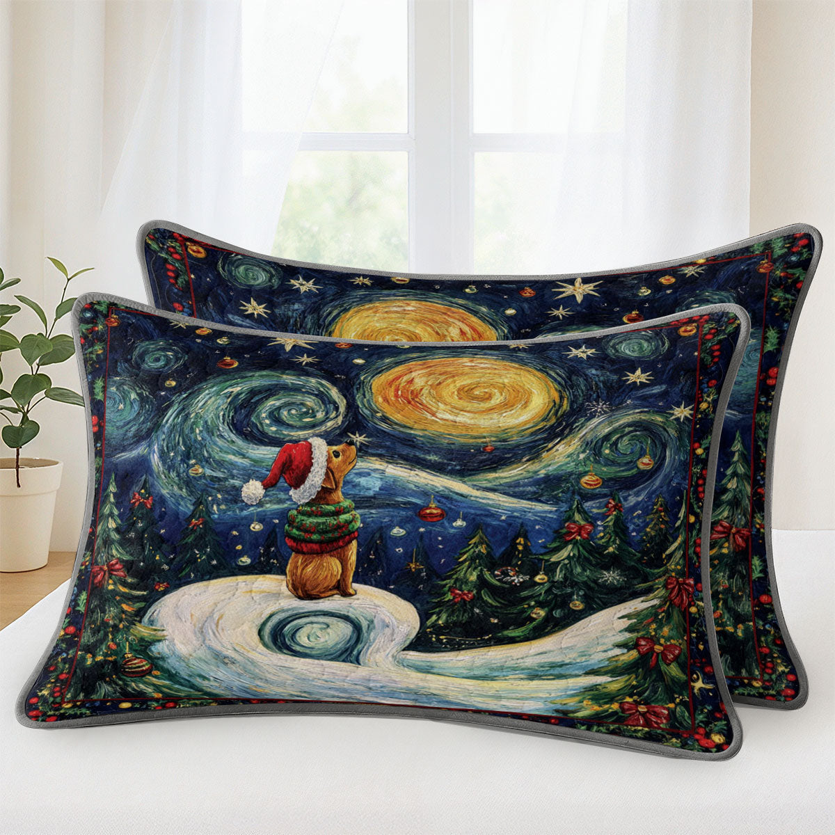 Shineful Quilt 3-Piece Set Starry Christmas Pup