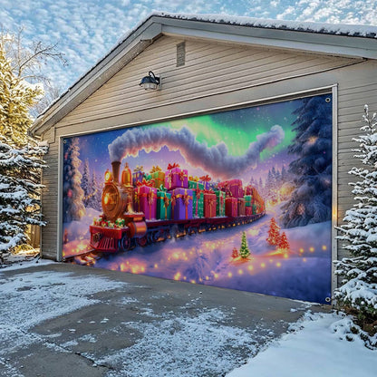 Shineful Garage Door Banner Decoration Festive Train Journey
