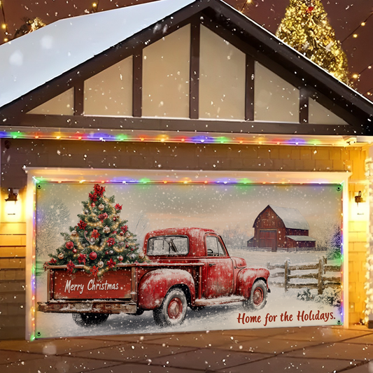 Shineful Garage Door Banner Decoration Vintage Red Truck Homecoming