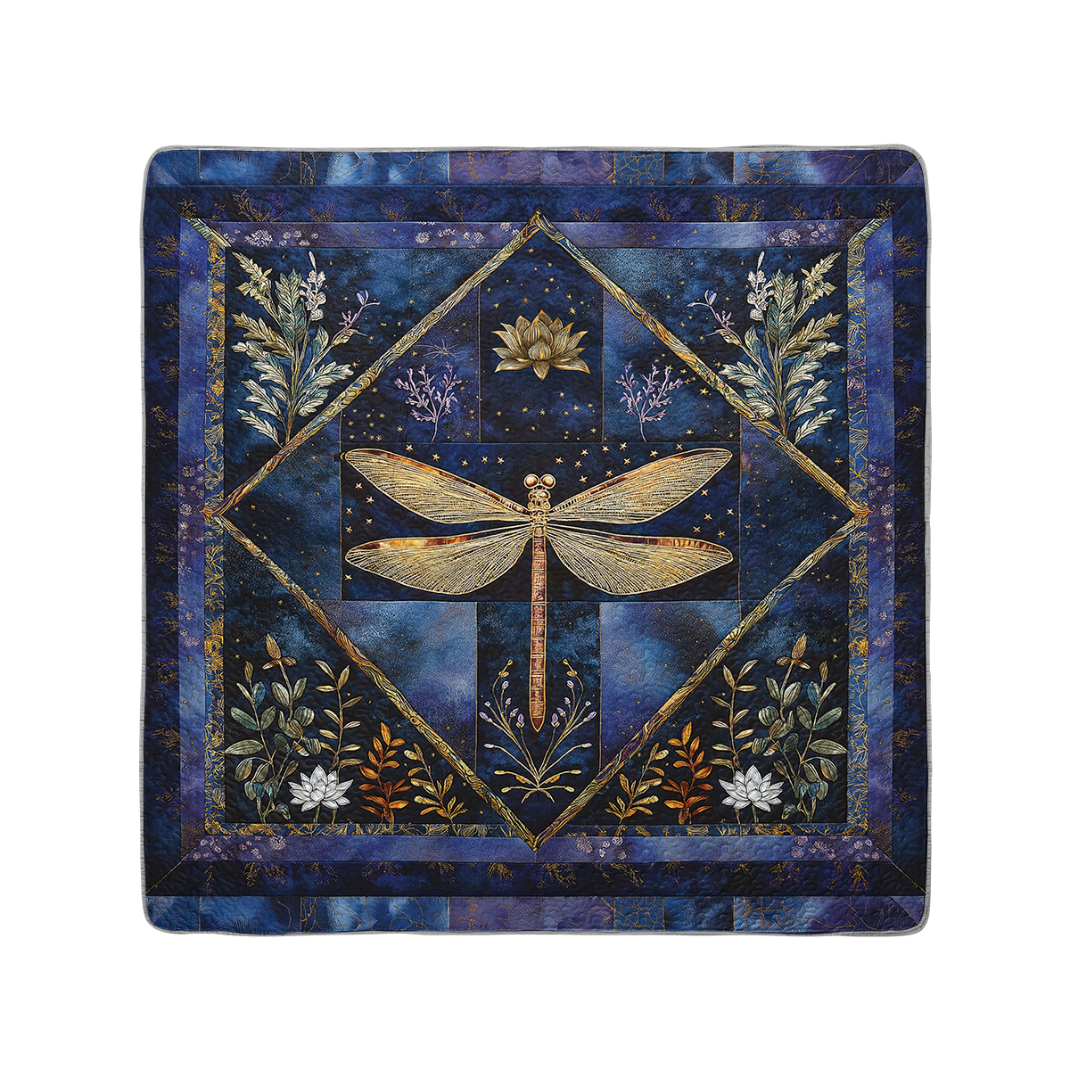 Shineful All Season Quilt 3-Piece Set Golden Dragonfly Transformation