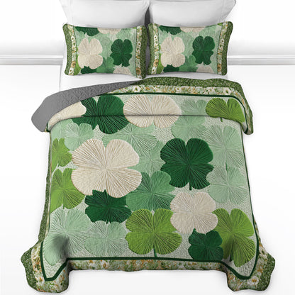 Shineful All Season Quilt 3-Piece Set Four Leaf Comfort