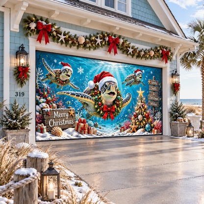 Shineful Merry Turtle Garage Door Banner Decoration
