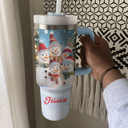 Shineful Tumbler Personalized Snowmen Family
