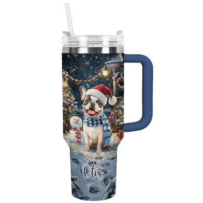 Shineful Tumbler Personalized Frenchie Winter Wonderland