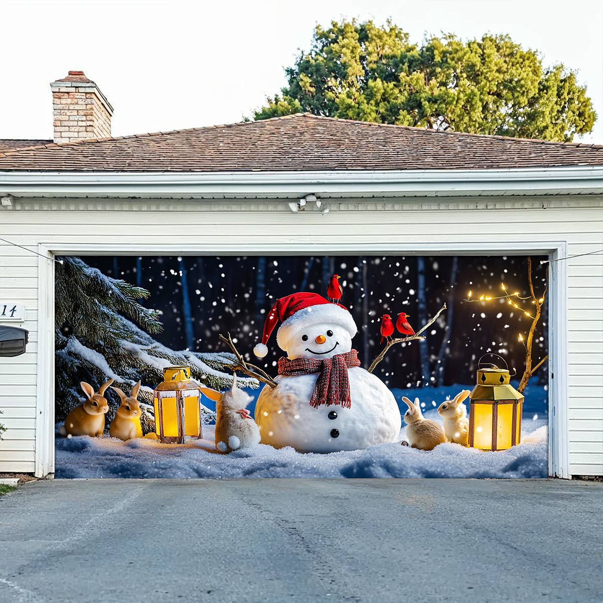 Shineful Garage Door Banner Decoration Winter Night