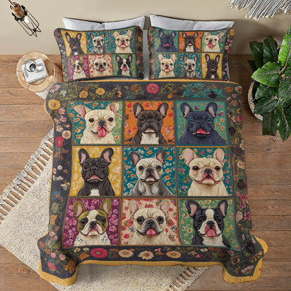 Shineful All Season Quilt 3-Piece Set Charming Bulldogs