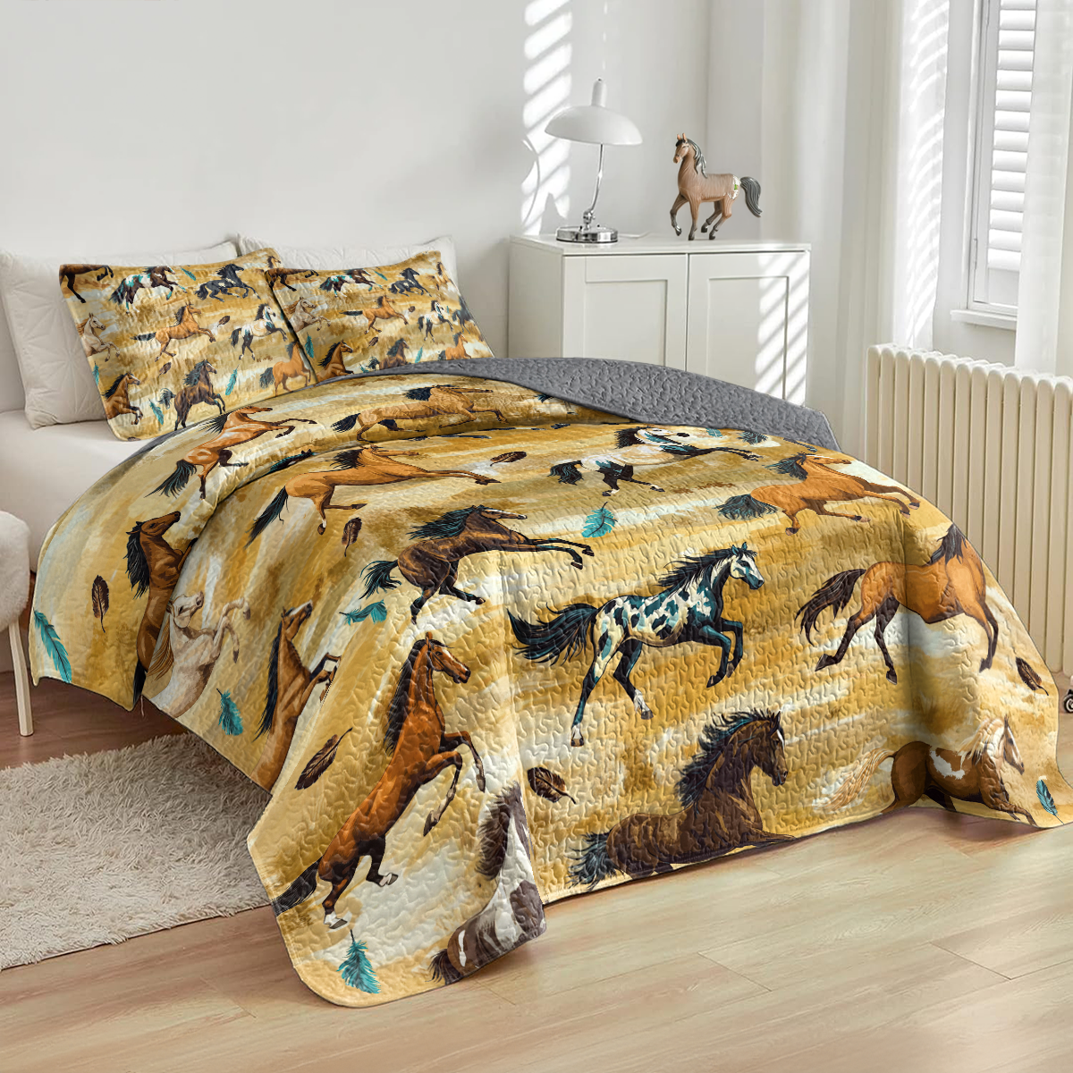 Shineful All Season Quilt 3-Piece Set Wild Horse Dreams