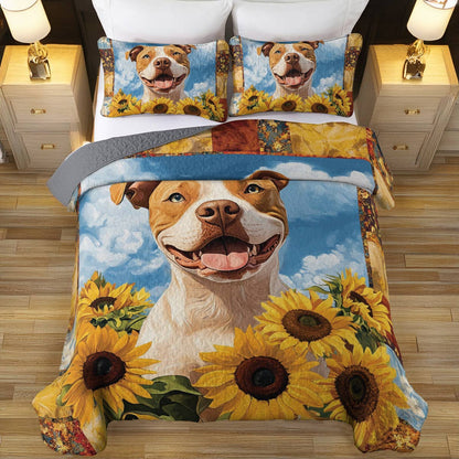Shineful All Season Quilt 3-Piece Set Happy Bulldog