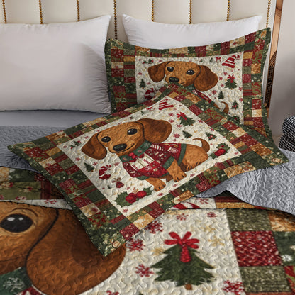 Shineful All Season Quilt 3-Piece Set Christmas Dachshund