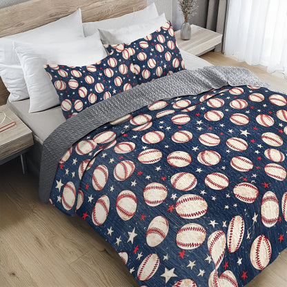 Shineful All Season Quilt 3-Piece Set Baseball All-Star Comforter