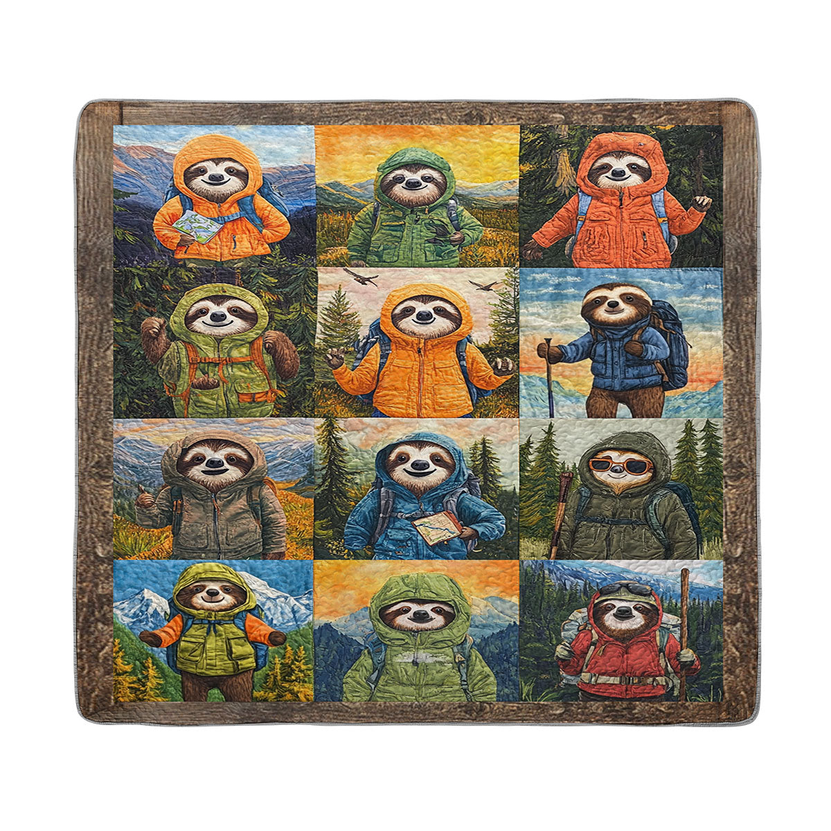 Shineful All Season Quilt 3-Piece Set Wilderness Sloth Hikers