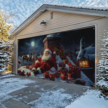 Shineful Garage Door Banner Decoration Chimney Fail: Santa’s Snowy Chill