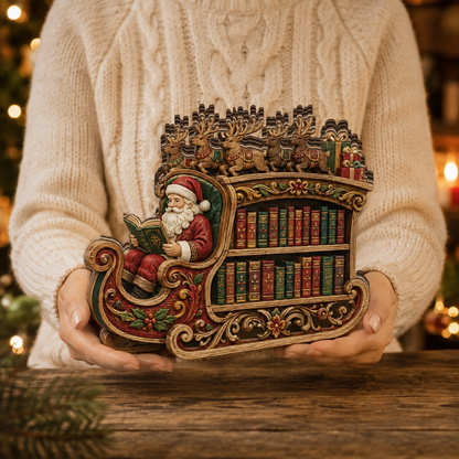 Shineful Santa Sleigh Bookshelf Custom Shape Wooden Block