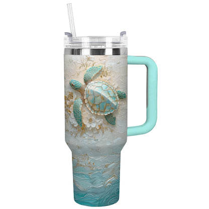 Shineful Glossy Tumbler - Golden Serenity Sea Turtle