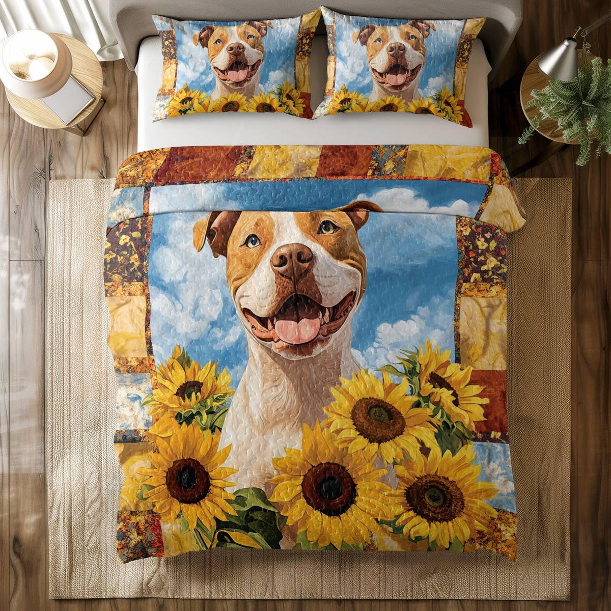Shineful All Season Quilt 3-Piece Set Happy Bulldog