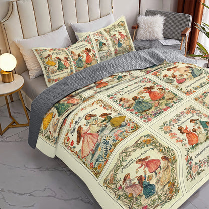 Shineful All Season Quilt 3-Piece Set Reading Timeless Treasures