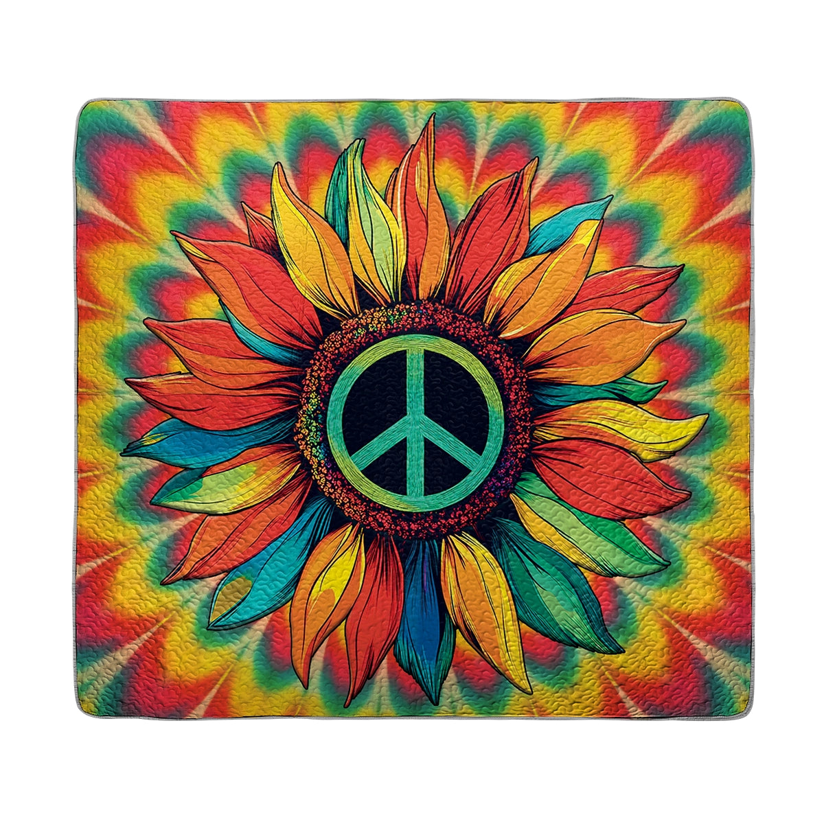 Shineful All Season Quilt 3-Piece Set - Hippie Peace & Love Sunflower