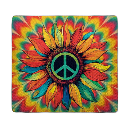 Shineful All Season Quilt 3-Piece Set - Hippie Peace & Love Sunflower