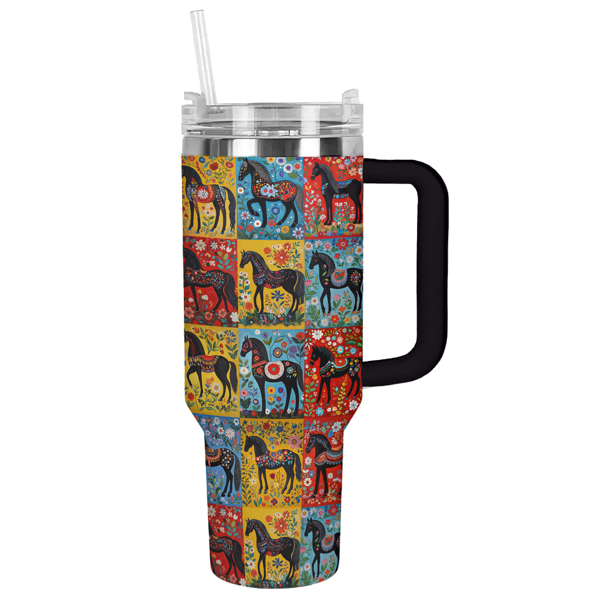 Shineful Tumbler Folk Art Horse