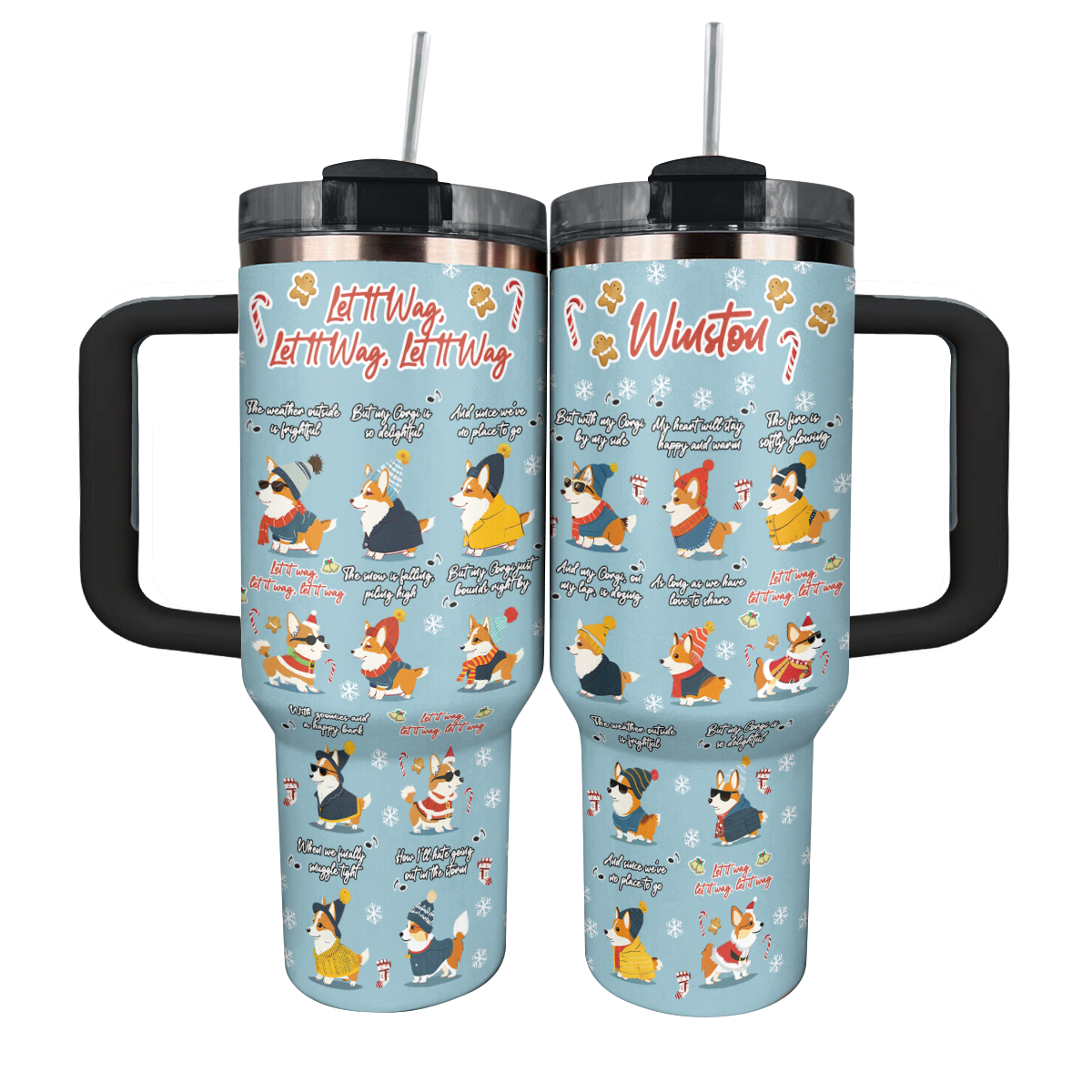 Shineful Personalized Tumbler Let It Wag Corgi Love