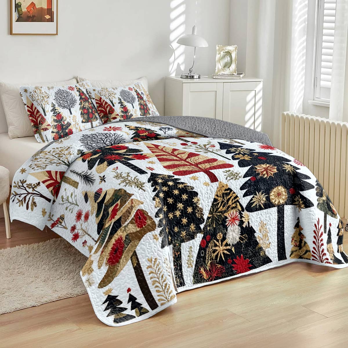 Shineful All Season Quilt 3-Piece Set Enchanting Christmas Tree