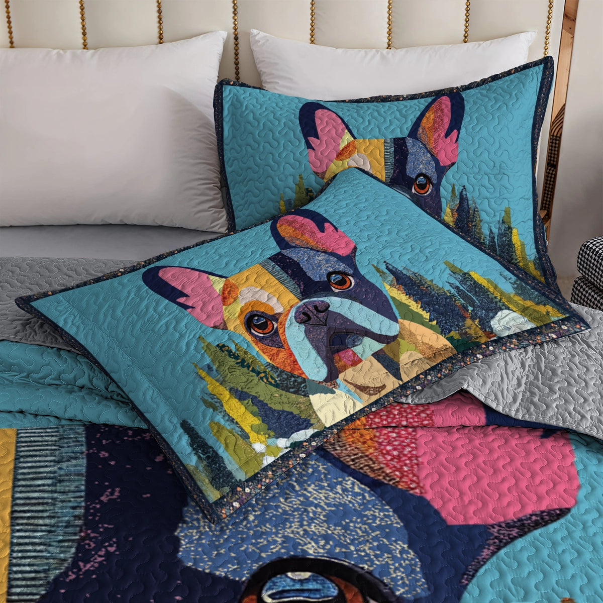 Shineful All Season Quilt 3-Piece Set - French Bulldog Artistic Retreat