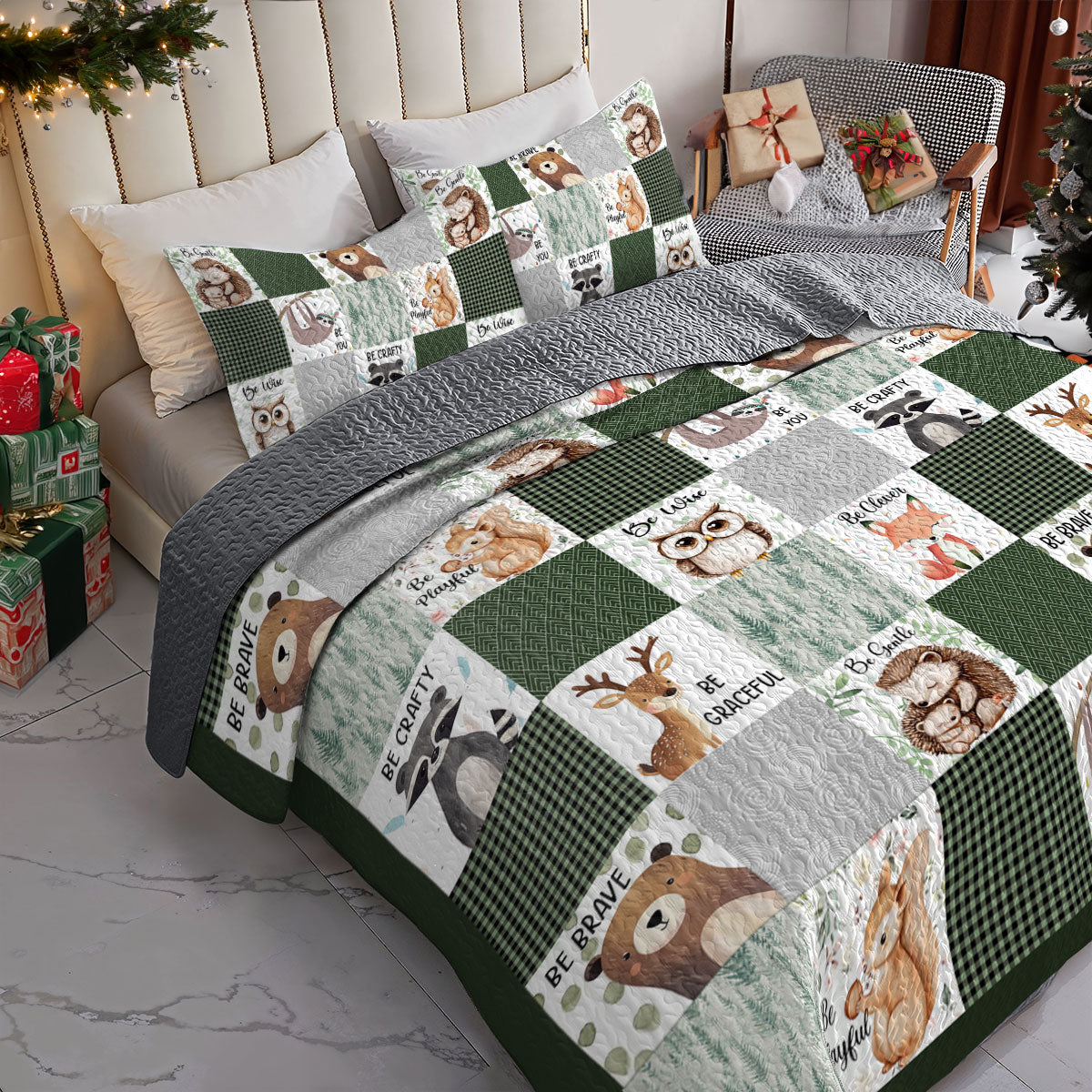 Shineful All Season Quilt 3-Piece Set Woodland Animal Charm