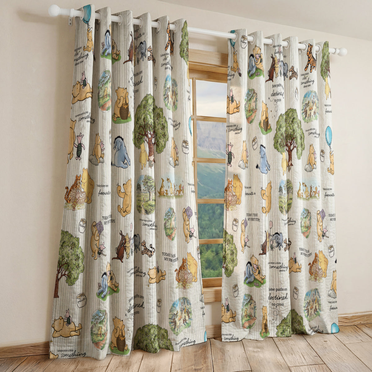 Shineful Quilted Curtain Pooh Dreams