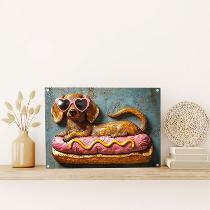Shineful 2D Metal Sign Sizzling Hot Dog Fun