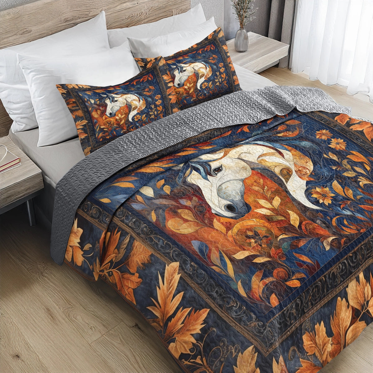 Shineful All Season Quilt 3-Piece Set - Majestic Horse Dreamscape