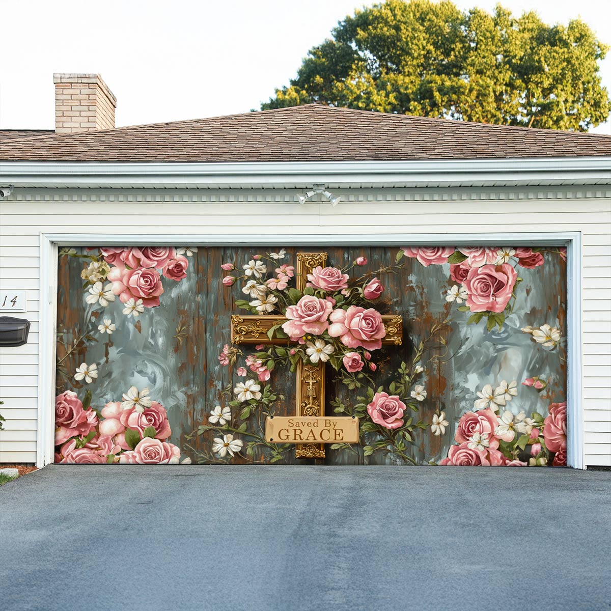 Shineful Garage Door Banner Decoration Saved The Grace